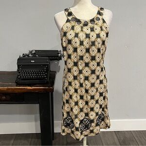 Dizzy Lizzie Brown Charleston Medallions Embroidered Dress - Size 6